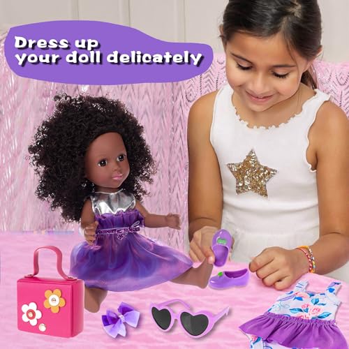 Muñeca negra africana de 14.5 pulgadas con accesorios miniatura 3