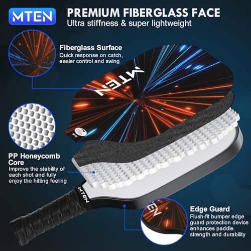 Image of MTEN Pickleball Paddles Set of 2 /4 /1, USAPA Approved Fiberglass Rackets