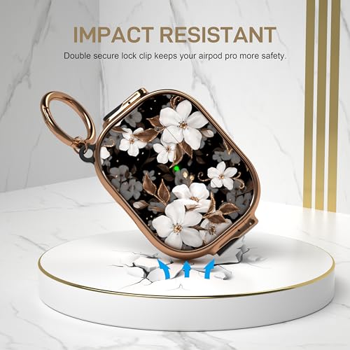Image of Maxjoy for AirPods Pro 2nd /1st Generation Case with Lock, Cute AirPods Pro 2 Case Lock Protective Hard AirPod Pro Cover for Women Men with Keychain for Airpod Pro (2023 /2022 /2019), Flower