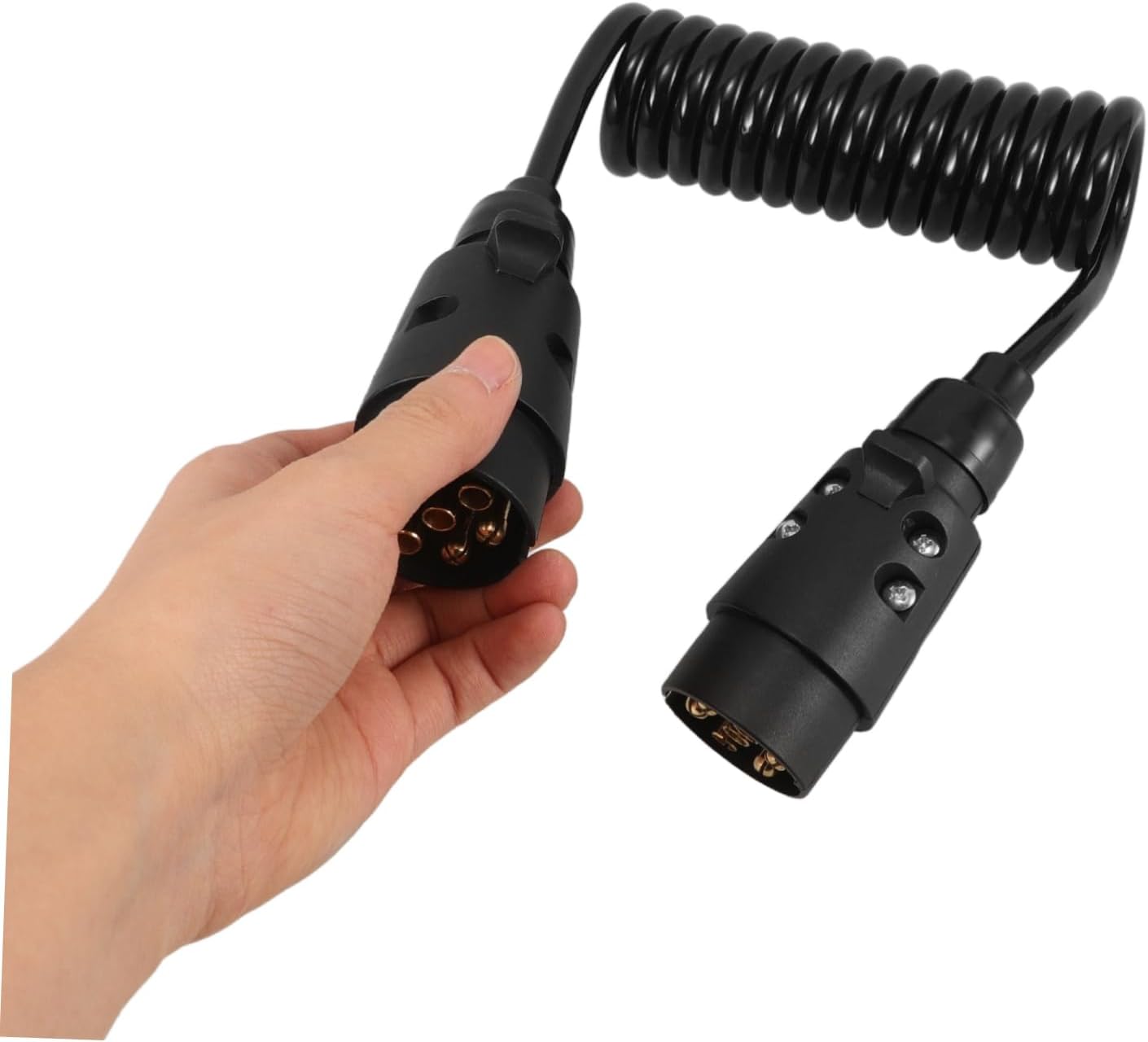 7-Pin 12V Trailer Wiring Adapter Cable Heavy Duty Truck Connector for RVs and Trailers Sturdy Electrical Plug for Towing and Hitching