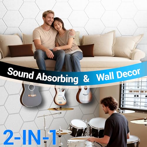 Image of Acoustic Panels, Magrowill 12-Pack Soundproof Wall Panels 12 X 10 X 0.4 Inches, Sound Absorbing Panels with Full Self-Adhesive, Interior Wall Decor Felt Tiles Board