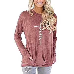 ZILIN Sweatshirt for Women Long Sleeve Crewneck Pullover Graphic Loose Fit Tops Shirts with Pocket