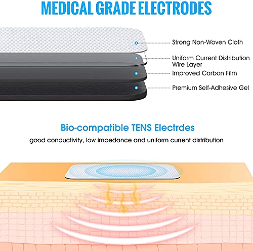 Image of AGAM Digital Therapy Machine Electrodes Reusable TENS Unit Pads - Rectangle Shaped Electrodes Replacement Pads, Strong Stick Gel, Universal Compatibility for Muscle Relief & Pain Therapy (10-Pack)