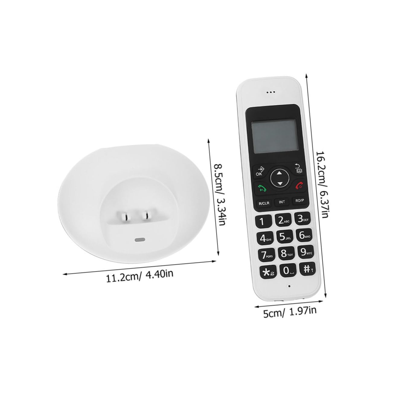 Telefono Cordless da Casa a Grandi Tasti Bianco Display LCD | Funzione Espandibile, per Uso Domestico e Ufficio, Accessoriato Batteria Aaa