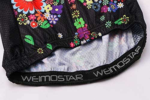 Camisa de ciclismo feminina manga curta respirável com bolsos flor, Crisântemo, M