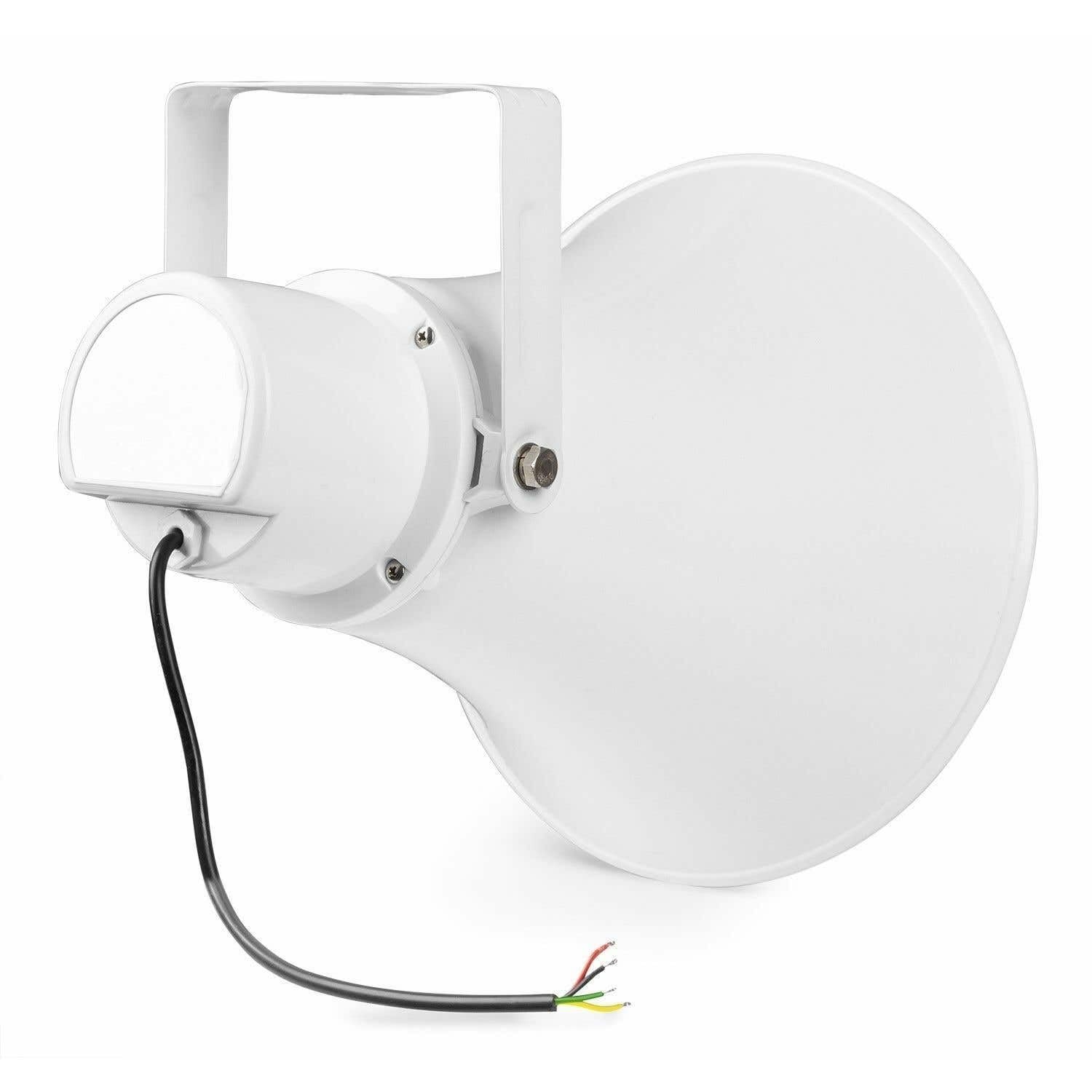 Power Dynamics HSR30 Proyector de Sonido de Largo Alcance con bocina Redonda de 7,5W, 15W, 30W RMS o 100V para megafonía de Interior o de Exterior IPX6 Resistente a la Intemperie, Color Blanco