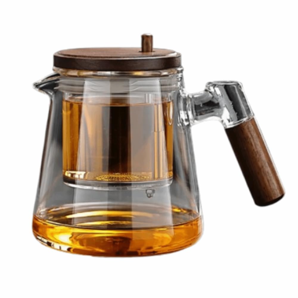Tea Pot with Infuser, Glass Teapot for Loose Tea, Camping, Travel(Style 1 Clear)