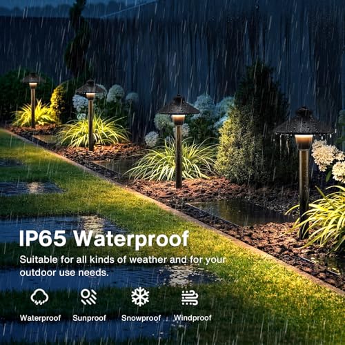 Image of SUNVIE Low Voltage Pathway Lights 12V LED Landscape Path Lights 3000K Outdoor Waterproof Landscape Lighting 3W Aluminum Low Voltage Landscape Lights for Walkway Yard Garden ETL Listed Cord, 4 Pack