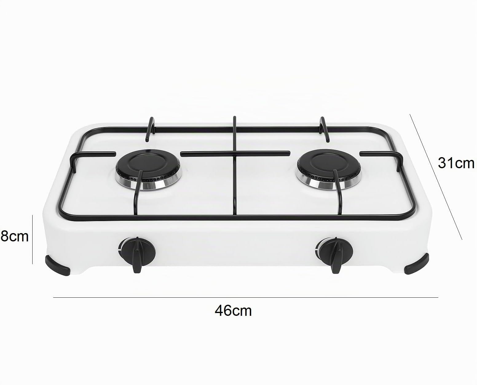 Cocina Hornillo de gas portatil para camping y exterior con 2 quemadores, placa de gas, manguera de presión para butano incluido.