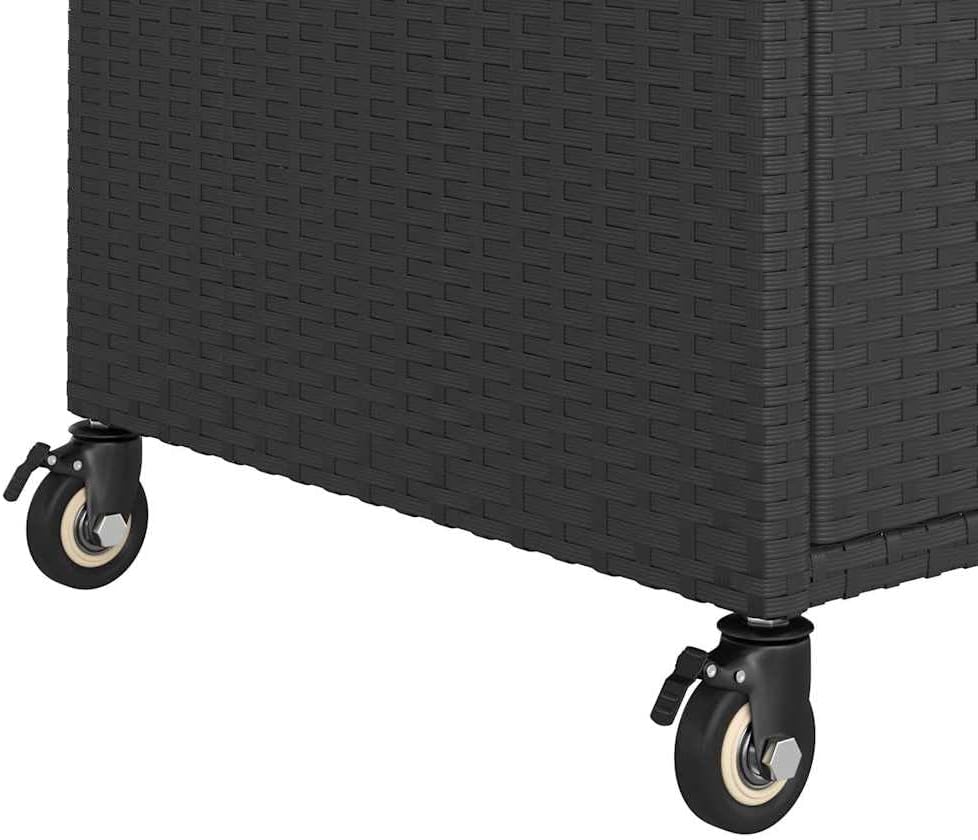 Bar Cart with Drawer Black Poly Rattan Durable Serving Cart Kitchen Storage Cart Rolling Kitchen Island Kitchen Utility Cart 39.4"x17.7"x38.2" Mobile Cart for Dining