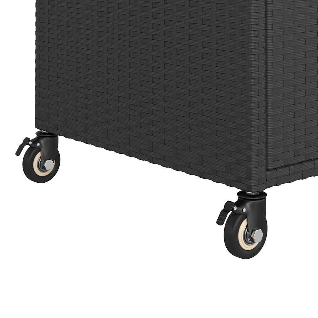 vidaXL Carrito de Bar con Cajón Carro Servicio Cocina Jardín Patio Terraza Balcón Rodante Almacenaje Comida Bebida Ratán Sintético Negro 100x45x97 cm