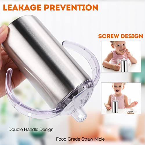 Vermida 12oz Stainless Steel Sippy Cups for Toddlers with Handles, 4 Pack Spill Proof Double Wall Vacuum Insulated Sippy Cups, Kids Straw Cups with Extra Lids for School, Outdoor