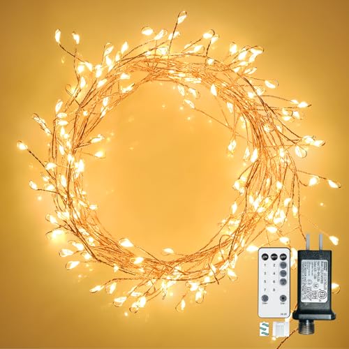 Dailyart 300 LED Fairy Lights with Remote, Warm White, 8 Modes, Plug in, Waterproof, Christmas...