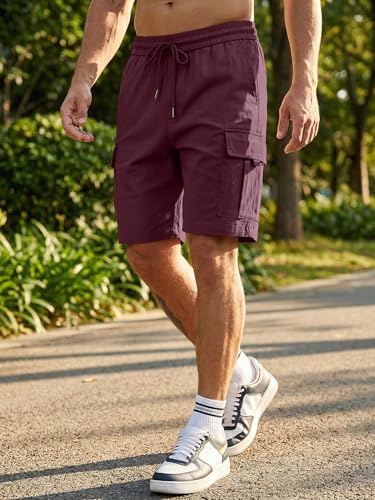 Image of JMIERR Men's Casual Stretch Cargo Shorts | Drawstring Elastic Waist, Multi Pockets, Summer Work Short, Classic