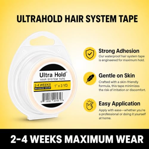 Image of Ultra Hold Waterproof Hair Patch Tape (1 inchx3 Yards /3 Meters)| Double-Sided Transparent Wig Tape for Men & Women | Strong Hold 2-4 Weeks | Easy to Use & Clean | Invisible Wig Patch for Hair Systems