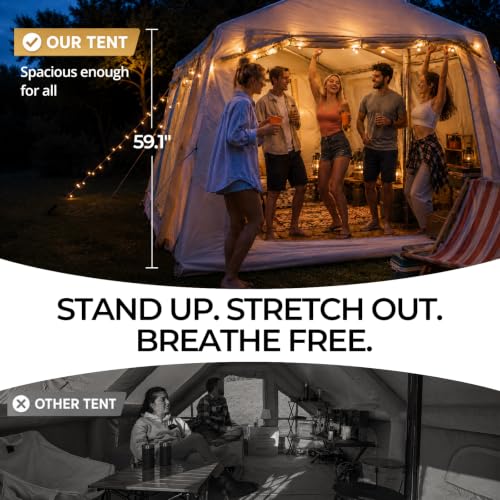 Carpa Inflable de 2 Habitaciones FICISOG para 8 Personas, Impermeable, Montaje Rápido, Tela Oxford 420D, Resistente UV y Al Agua miniatura 3