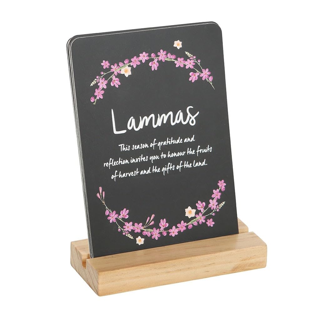 Something Different Wholesale Wheel of the Year Altar Cards | Gothic Botanica | 8 Cards + Wooden Stand