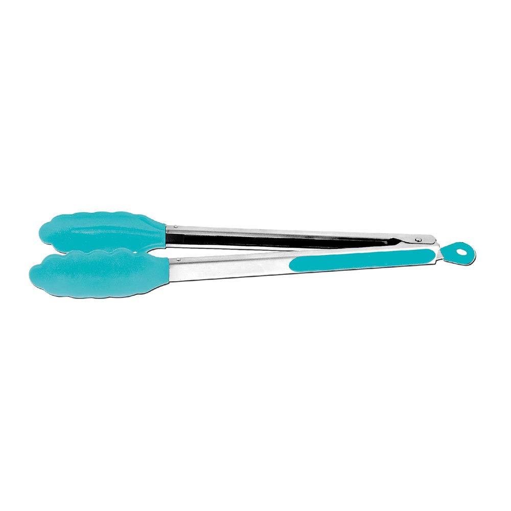Dynamic 12" Locking Tongs With Silicone Heads, Blue