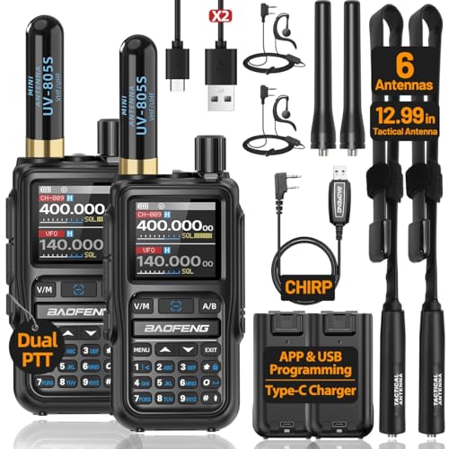 Image of Ham Radio BAOFENG Radio UV-5R MINI Handheld UV5R Long Range Walkie Talkies Rechargeable NOAA Weather Two Way Radio APP Programming Dual PTT USB-C Charger for Hunting Survival Gear,2 Pack