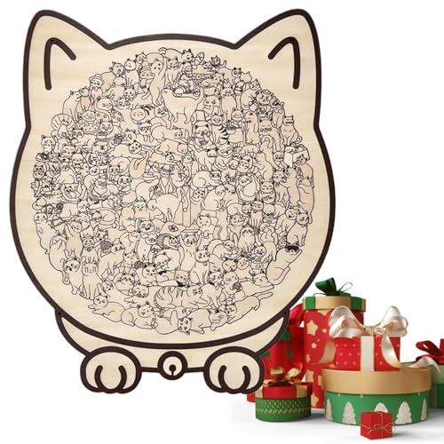 Cat Puzzle - 135-Piece Wooden Maze and Jigsaw Board Game for Educational Play and Cognitive Development, Fun Interactive Toy for