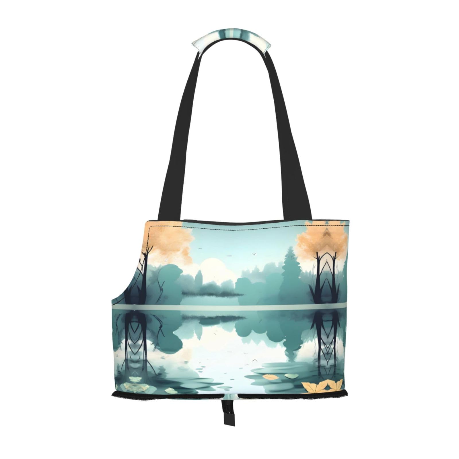 Fallen Leaves On A Tranquil Lake Printed Pet Shoulder Bag, Specially Designed for Small Dogs and Cats, Multifunctional Shoulder and Handbag