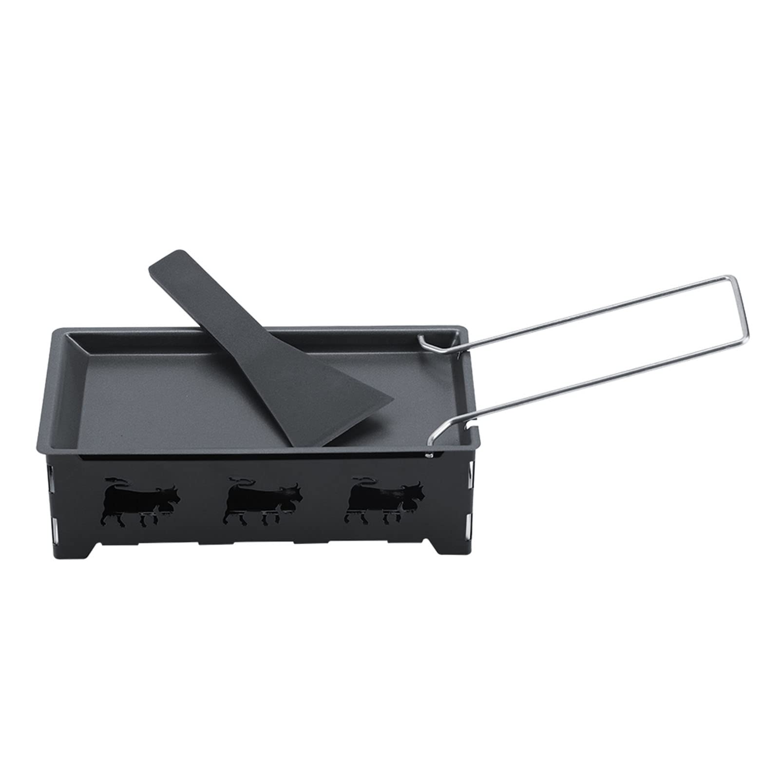 ViaGasaFamido Bakeware Stove Set Non-Stick Pan Portable Carbon Steel Grilling Tool Household Kitchen Grilling Tool Candle Light Cheese Pot with Foldable Handle