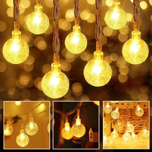 Image of K D Led Crystal Ball Lights for Decorations - 3.5m, 14LED Diwali Lights for Decoration for Home, Series Light for Decorations, Crystal Globe String Led Light for Home Decoration