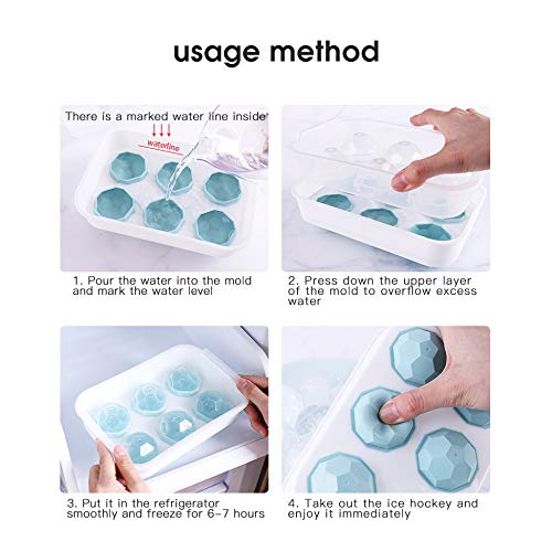 KINUO Bandejas de cubo de gelo de futebol 3D, 6 cavidades, molde de cubo de gelo, esfera de gelo, mo