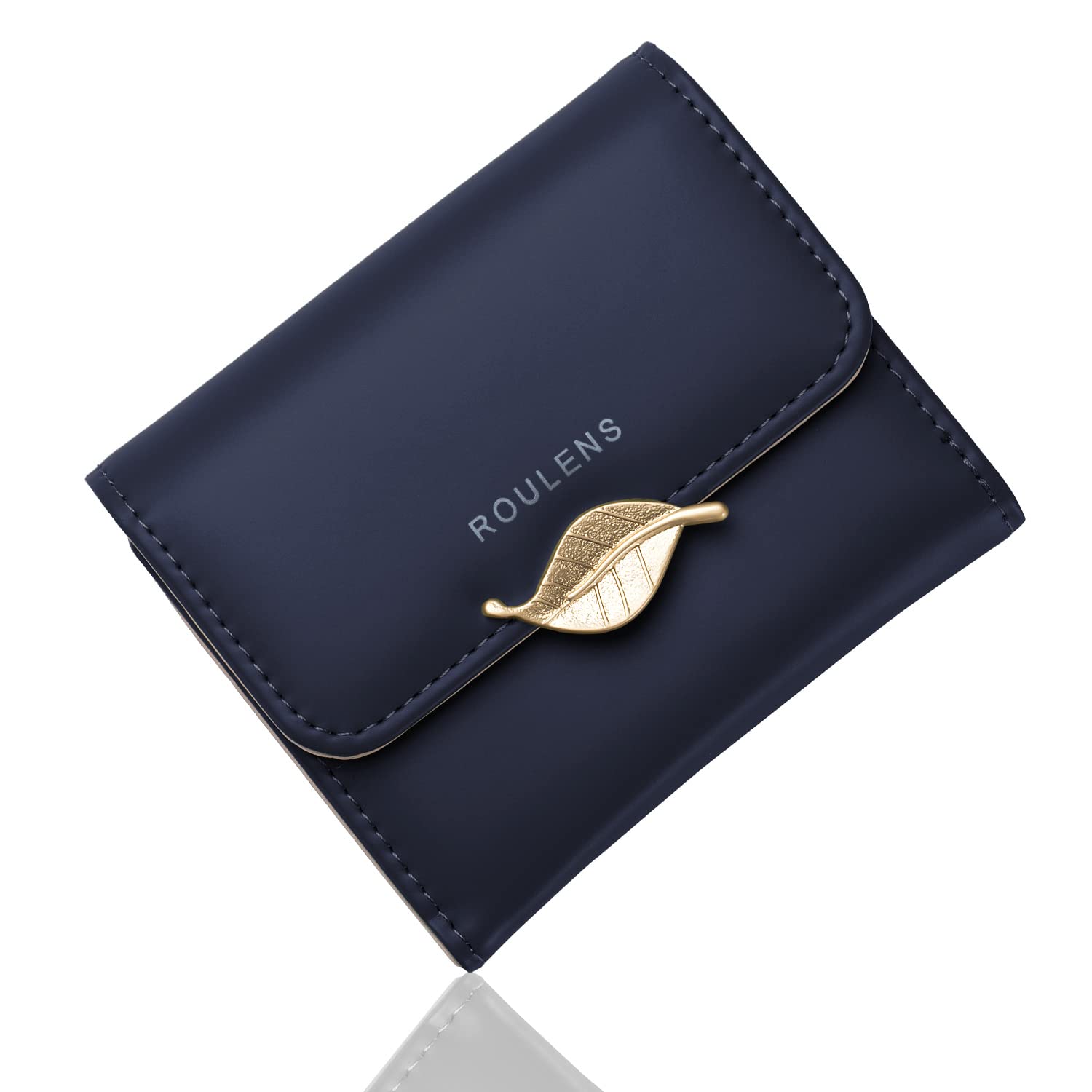 Roulens Wallet for Women RFID Blocking PU Leather Leaf Pendant Card Holder Phone Checkbook Organizer Zipper Coin Purse