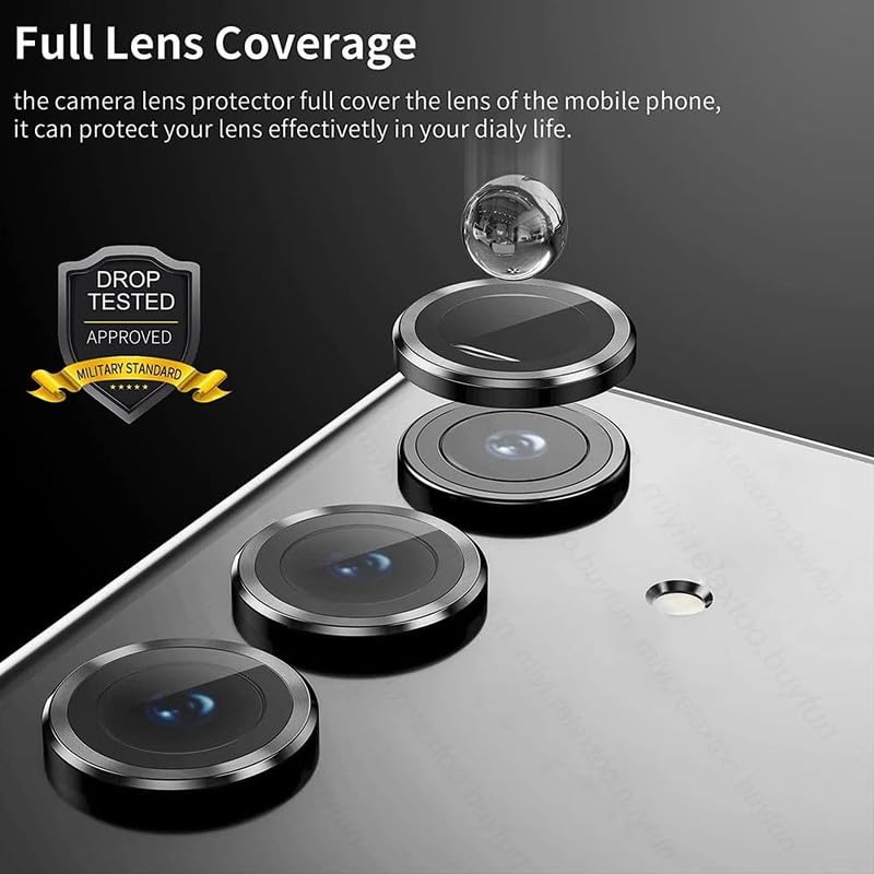 Image of (3 Pack, Black Diamond Camera Lens Protector Circle Tempered Glass for Samsung Galaxy S23 FE 5G