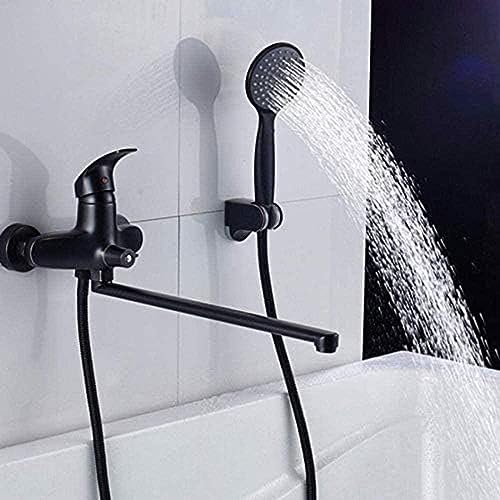 Robinet de baignoire noir au long bec rotatif pour régler facilement l'eau chaude