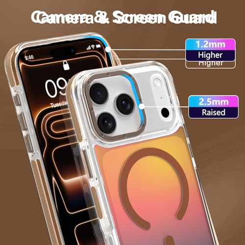 Image of Magnetic Case for iPhone 17 Pro Max [Compatible with Magsafe] [Cute Fashion Fluorescent Design] [1 Screen Protector] Slim Translucent Matte Case for iPhone 17 Pro Max 6.9 inch 2025, Desert