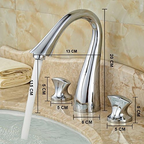 Miniatura 2 de YANNLII Grifo de lavabo de baño generalizado cromado,Grifo de lavabo de tres agujeros de dos manijas,Grifo mezclador de lavabo de 8-16 pulgadas con