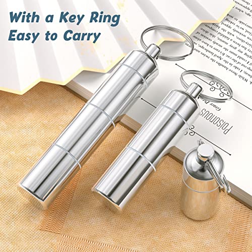Image of Nipichsha Keychain Pill Holders, Small Pill Box for Purse & Pocket, Metal Tablet Organizer Container, Portable Waterproof Tablet Case with Keychain to Hold Vitamins, Medication, Fish Oil, Silver
