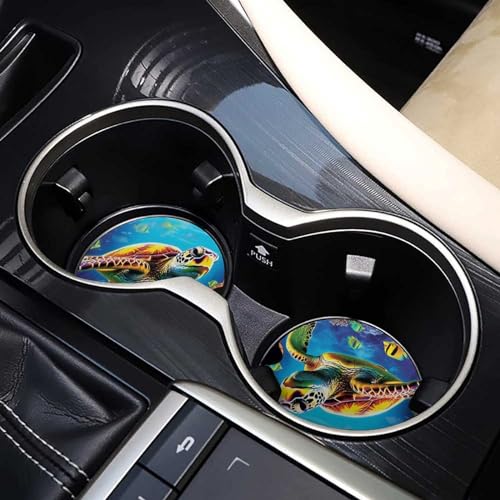 4PCS Posavasos para Auto Tortuga Marina Universal 6.5 cm miniatura 7