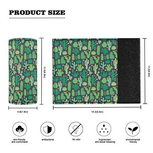 Bigcarjob Cactus Print Luggage Handle Wrap Set 2 Pieces Cactus Luggage Handle Wraps Protection Cover For Suitcase Identifier Travel Bag Wraps Women Girls Cute Door Handle Covers #TOP5