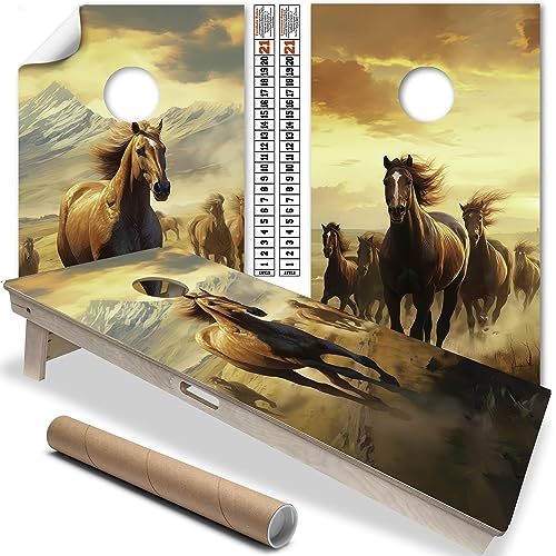 Lone Star Art Cornhole Board Wrap and Decal for Board Set of 2 Skins Professional Horses Farm House Cornhole Wraps Stickers Cornhole Skins Cornhole Wraps for Boards