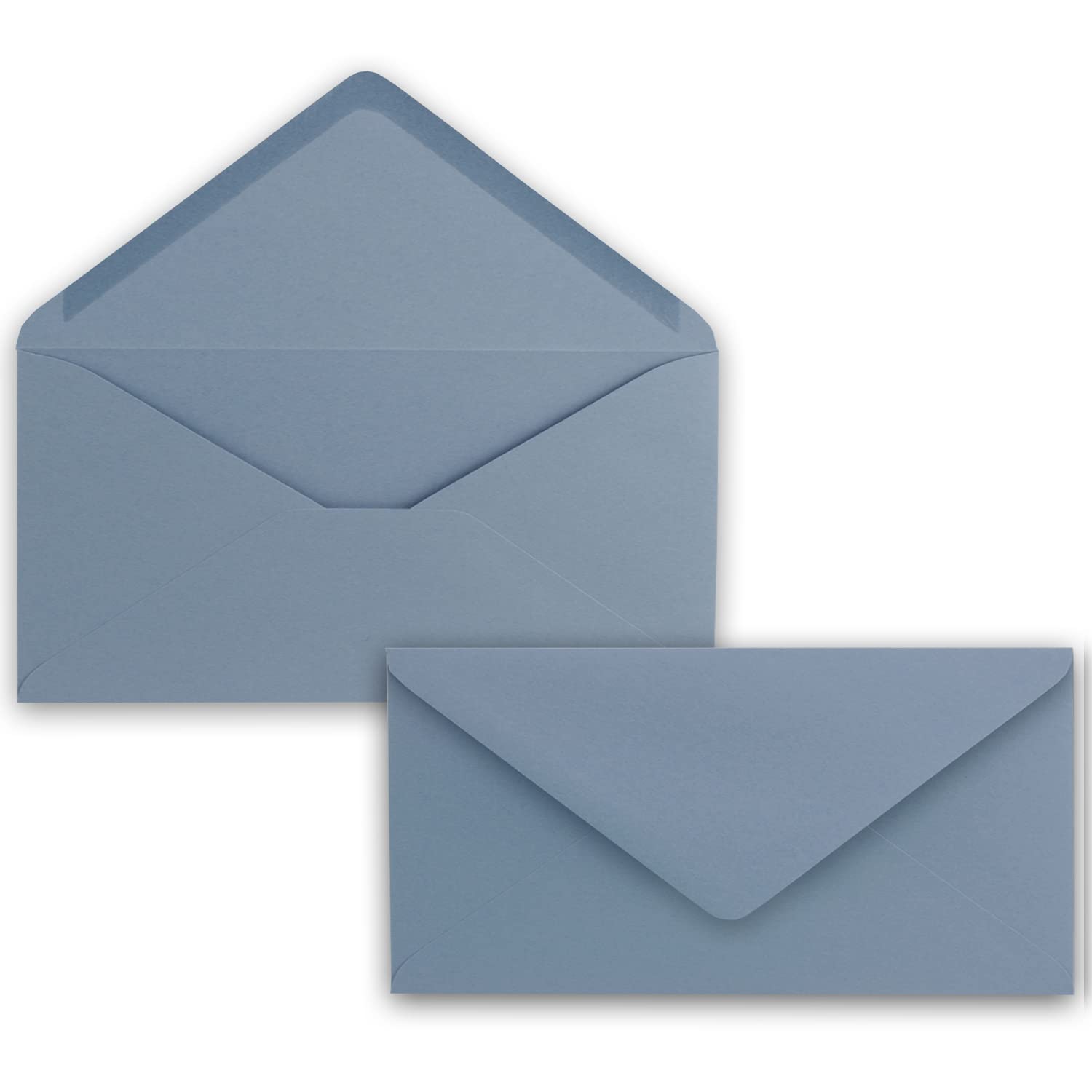 Lot de 300 enveloppes à lettre gris (bleu) - DIN long - 110 x 220 mm (11 x 22 cm) - Fermeture humide sans fenêtre - Idéal pour cartes d'invitation - Série FarbenFroh