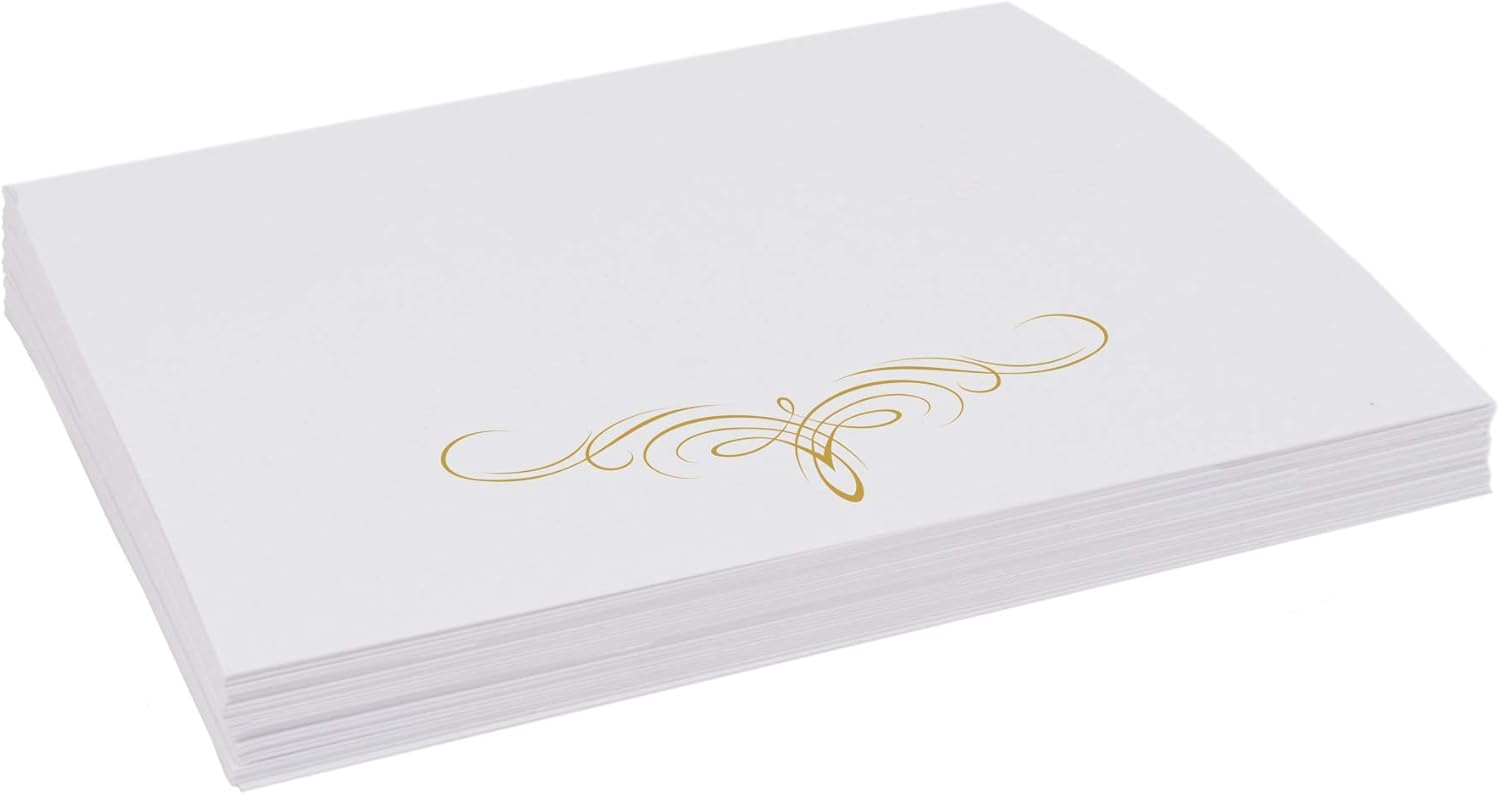 Decadent Flourish Place Cards, Gold (Choose Color), Set of 150, Pre-cut and Scored - Wedding, Party, Dinner, and Special Events - Made in the USA