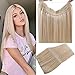 Produktbild LaaVoo Echtes Haar 100g/Paket 20 Zoll Halo Hair on Extensions Echthaar Tressen mit Draht Hellblond Ein Stuck Halo Wire Hair Extension Unsichtbaren Band