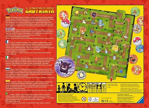 Image of Ravensburger Labyrinth Pokemon Board Game - A Strategic Maze Adventure for Family Nights & Pokemon Parties - Includes Pikachu, Bulbasaur, and More - Great Birthday Gift for Kids Ages 7 and Up