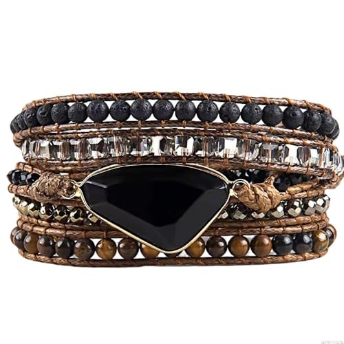 Image of Boho Wrap Bracelet for Women, Handmade Natural Imperial Jasper Multi-Layer Stone Beaded Bracelet, Bohemian Healing Crystal Stone Jewelry Gifts