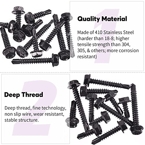 Swpeet 410 Stainless Steel Self Drilling Screw Assortment Kit - Image 3
