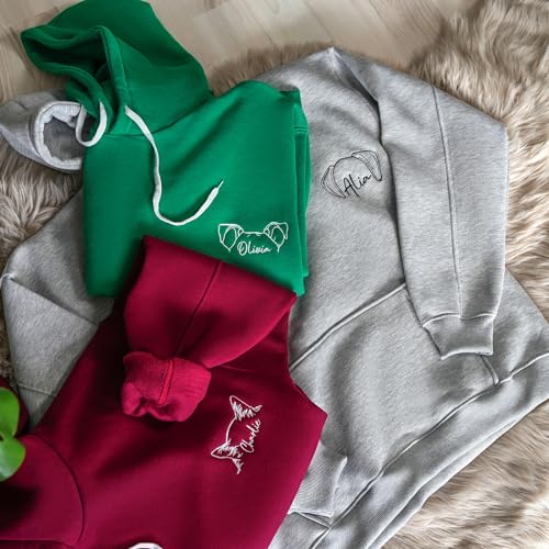 mia'spillow lab Dog Mom Embroidered Custom Sweatshirt, Personalized Pet Embroidered Hoodie, New Puppy Owner Gift Idea, Line Art Canine Sweatshirt, Pet3