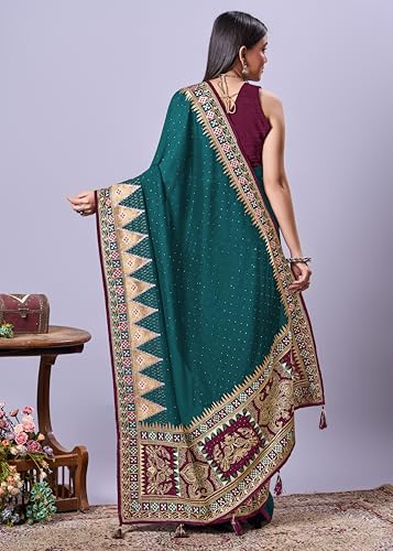 Image of Jaanvi fashion Women's Pasapalli Design Sambalpuri Silk Saree with Swarovski Work & Blouse Piece