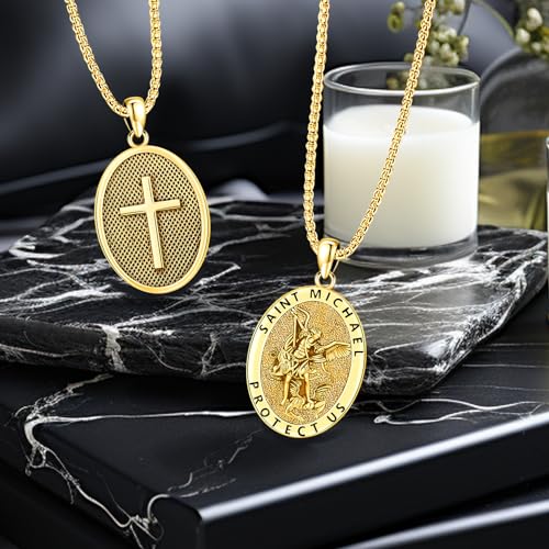 Saint Necklace S925 Sterling Silver Patron St Amulet Medal Protection Pendant Jewelry for Men Women3