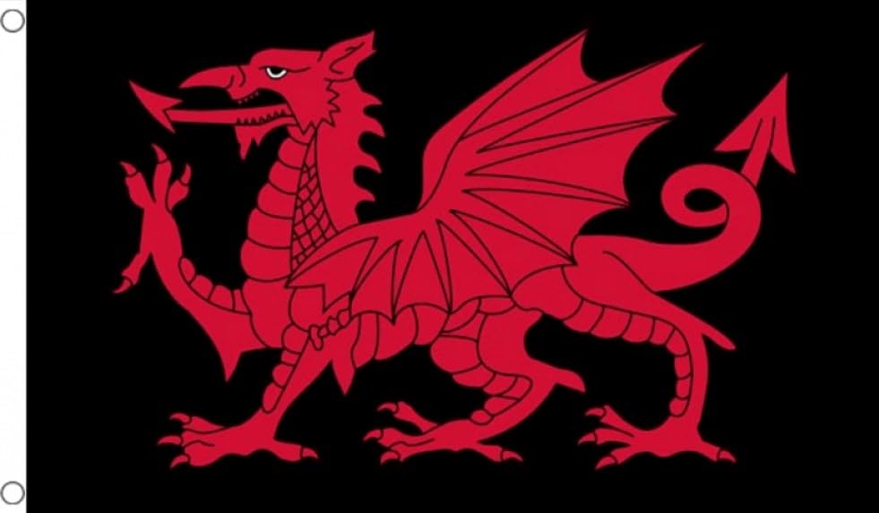 WALES FLAG red and black dragon WELSH 150cm x 90cm 5x3 feet