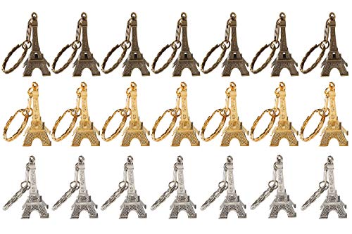 21 pcs/lot 3D Eiffel Tower French Souvenir Paris Keychain Cute Adornment Keyring (Gold Silver Bronze)