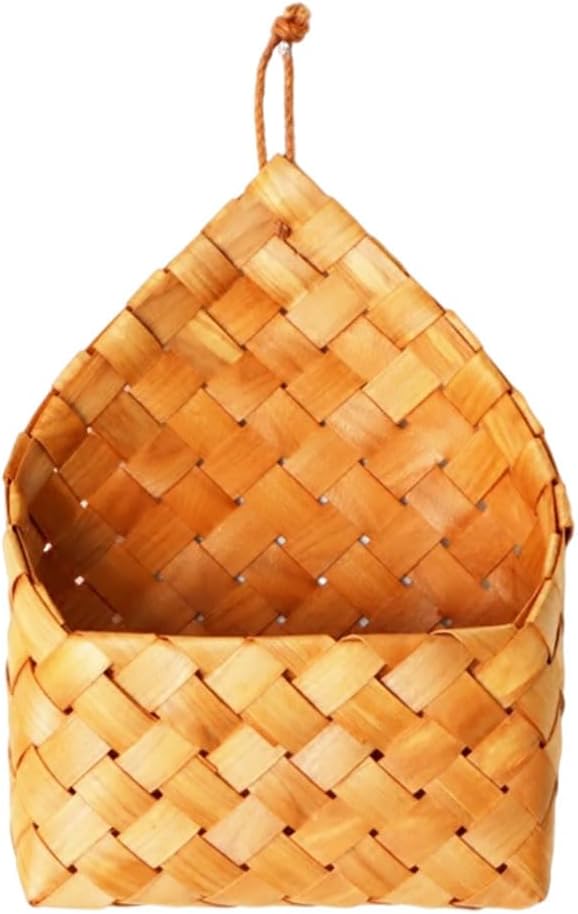 Alipis Woven Wall Hanging Basket 12.59X8.66X2.36In Handcrafted Storage Organizer for Mail Letter Holder Flower Pot Plant Succulent Decor for Office Home Entryway