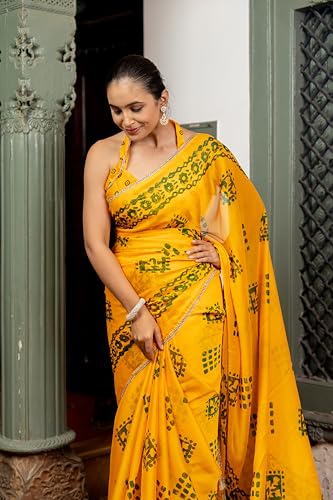 Image of MIRCHI FASHION Women Saree Chiffon Floral Printed | Breathable Festive Occasion Sari for Social Visits with Matching Blouse Piece